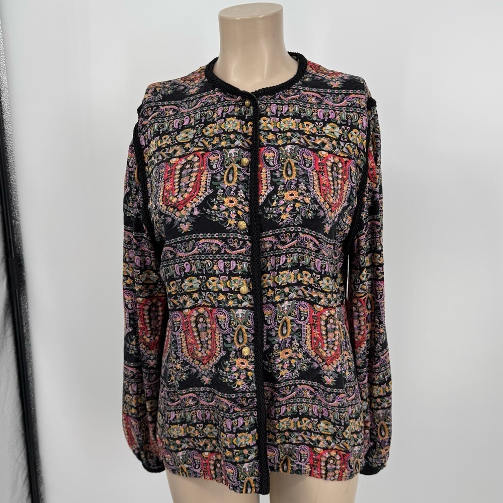 Vintage Maggy London 100 percent silk button down Top